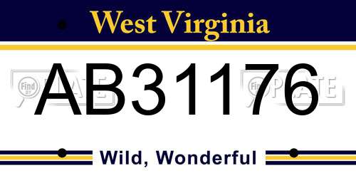 AB31176 West Virginia License Plate