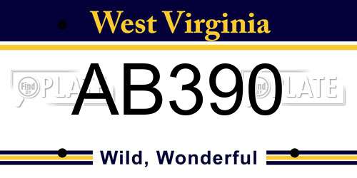 AB390 West Virginia License Plate