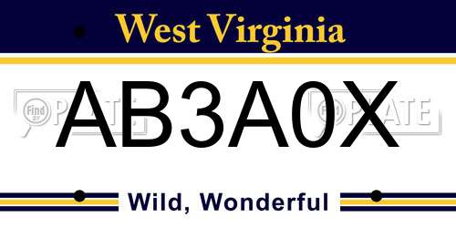 AB3A0X West Virginia License Plate