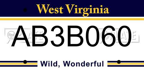 AB3B060 West Virginia License Plate