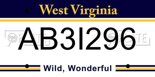 AB3I296 West Virginia License Plate