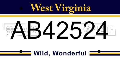 AB42524 West Virginia License Plate