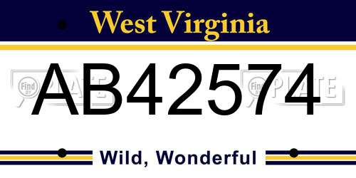 AB42574 West Virginia License Plate