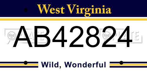 AB42824 West Virginia License Plate