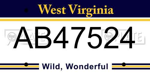 AB47524 West Virginia License Plate