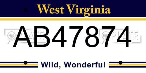 AB47874 West Virginia License Plate