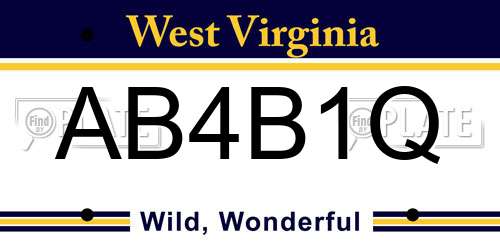 AB4B1Q West Virginia License Plate