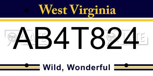 AB4T824 West Virginia License Plate