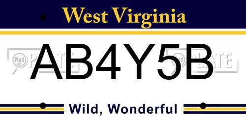 AB4Y5B West Virginia License Plate