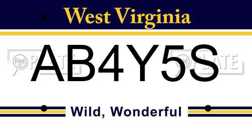 AB4Y5S West Virginia License Plate
