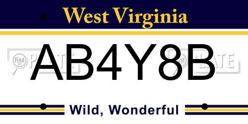 AB4Y8B West Virginia License Plate