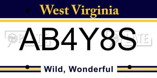 AB4Y8S West Virginia License Plate