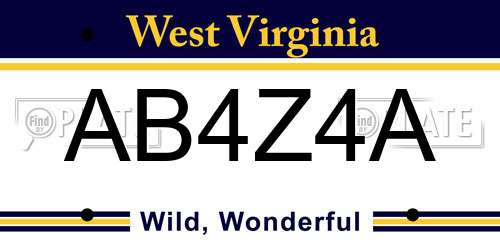 AB4Z4A West Virginia License Plate