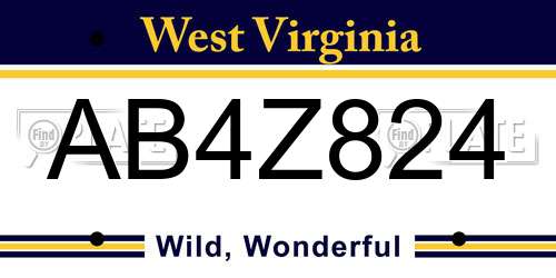 AB4Z824 West Virginia License Plate