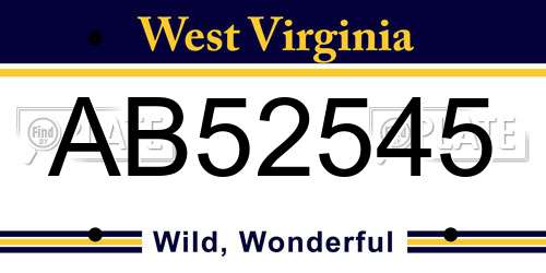 AB52545 West Virginia License Plate
