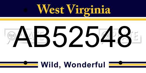 AB52548 West Virginia License Plate