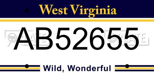 AB52655 West Virginia License Plate