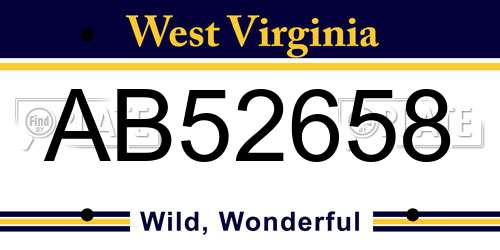 AB52658 West Virginia License Plate