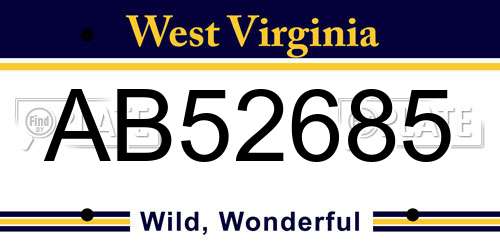 AB52685 West Virginia License Plate