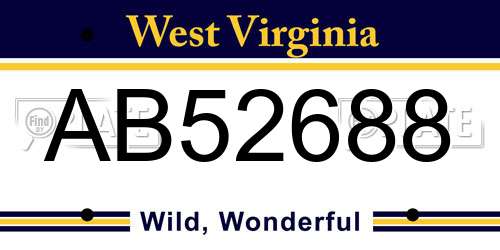 AB52688 West Virginia License Plate
