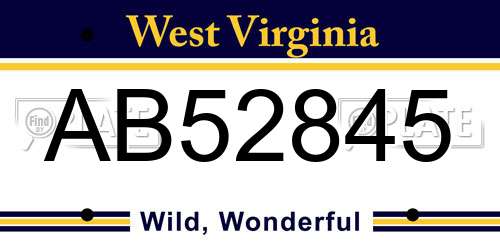 AB52845 West Virginia License Plate