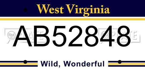 AB52848 West Virginia License Plate