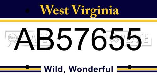 AB57655 West Virginia License Plate
