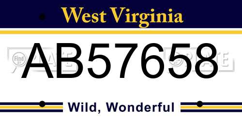AB57658 West Virginia License Plate