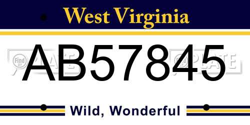 AB57845 West Virginia License Plate