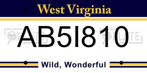 AB5I810 West Virginia License Plate