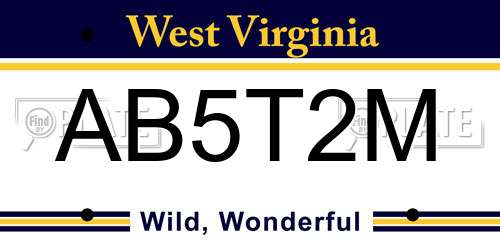 AB5T2M West Virginia License Plate