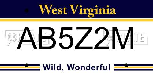 AB5Z2M West Virginia License Plate