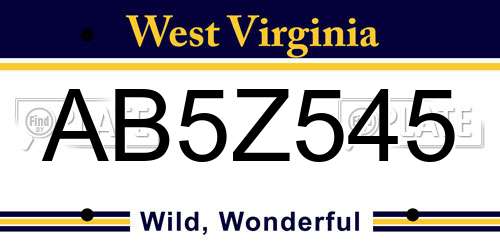 AB5Z545 West Virginia License Plate