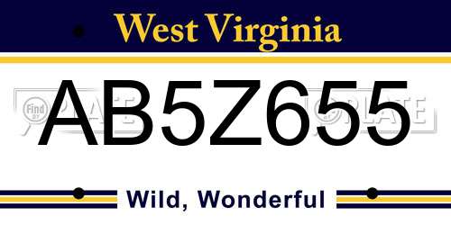 AB5Z655 West Virginia License Plate