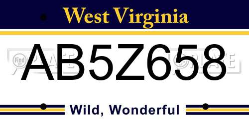 AB5Z658 West Virginia License Plate