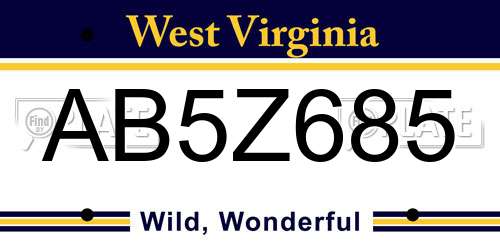 AB5Z685 West Virginia License Plate