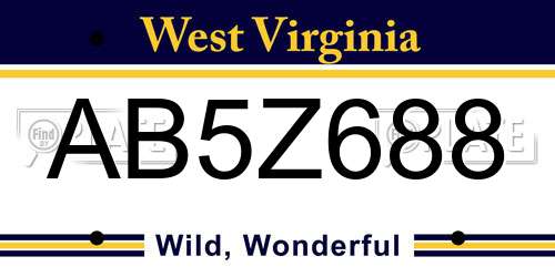 AB5Z688 West Virginia License Plate
