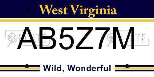 AB5Z7M West Virginia License Plate