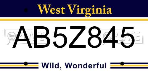 AB5Z845 West Virginia License Plate