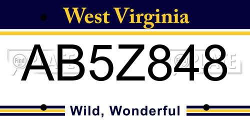 AB5Z848 West Virginia License Plate