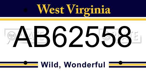 AB62558 West Virginia License Plate