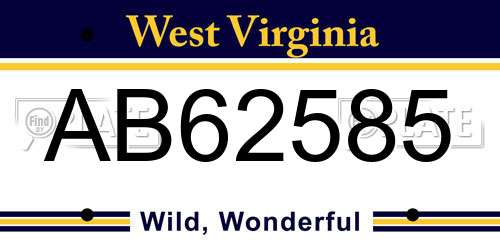 AB62585 West Virginia License Plate