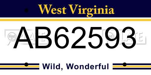 AB62593 West Virginia License Plate