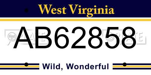 AB62858 West Virginia License Plate
