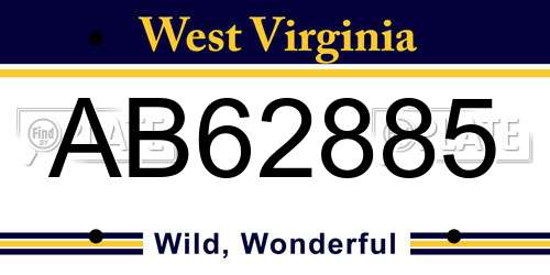 AB62885 West Virginia License Plate