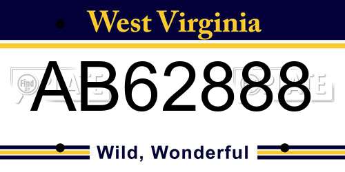 AB62888 West Virginia License Plate