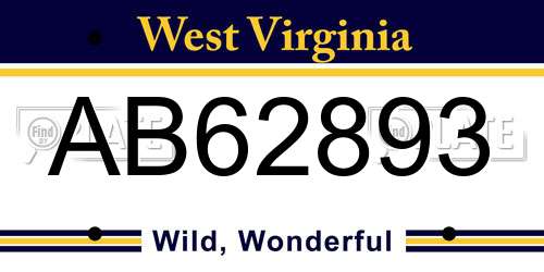 AB62893 West Virginia License Plate