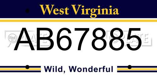 AB67885 West Virginia License Plate