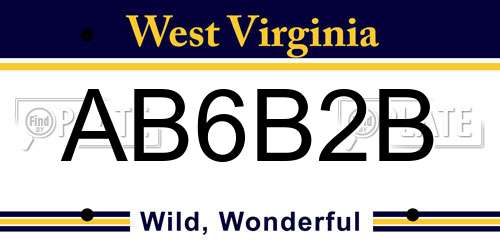 AB6B2B West Virginia License Plate