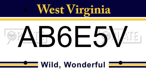 AB6E5V West Virginia License Plate